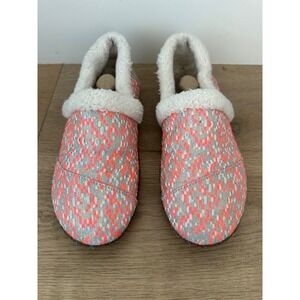 Toms Slipper Pink Glitz Woven Knit Sherpa Knit Clog Slippers Shoes Size 7